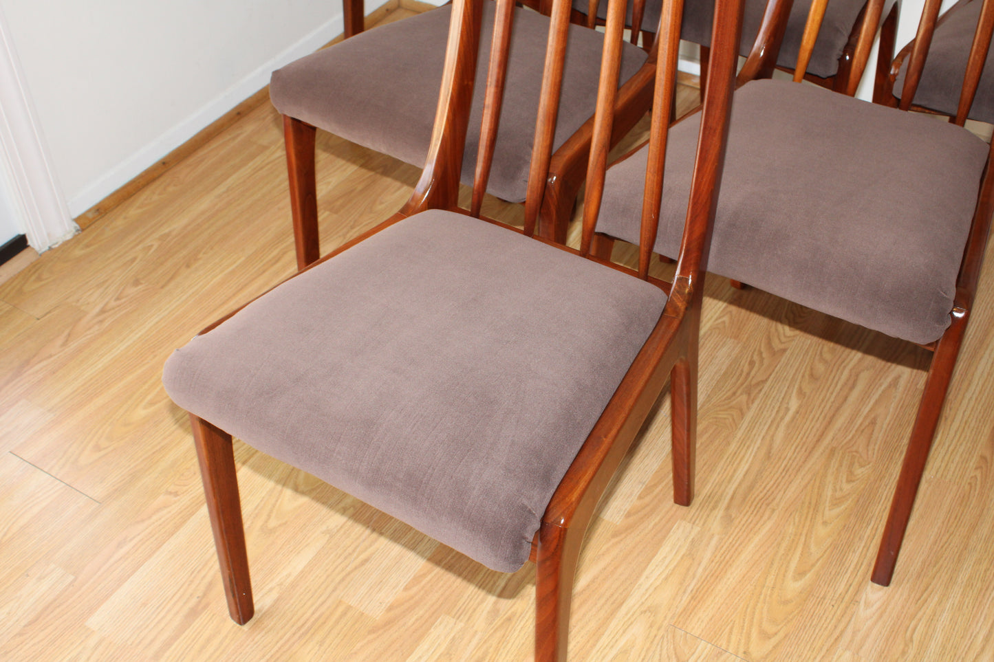 Set of 6 Vintage Teak Dining Chairs w/ New upholstery