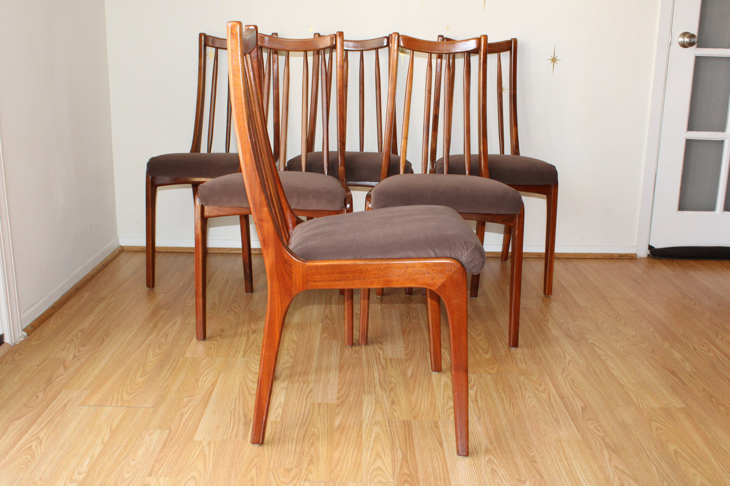 Set of 6 Vintage Teak Dining Chairs w/ New upholstery