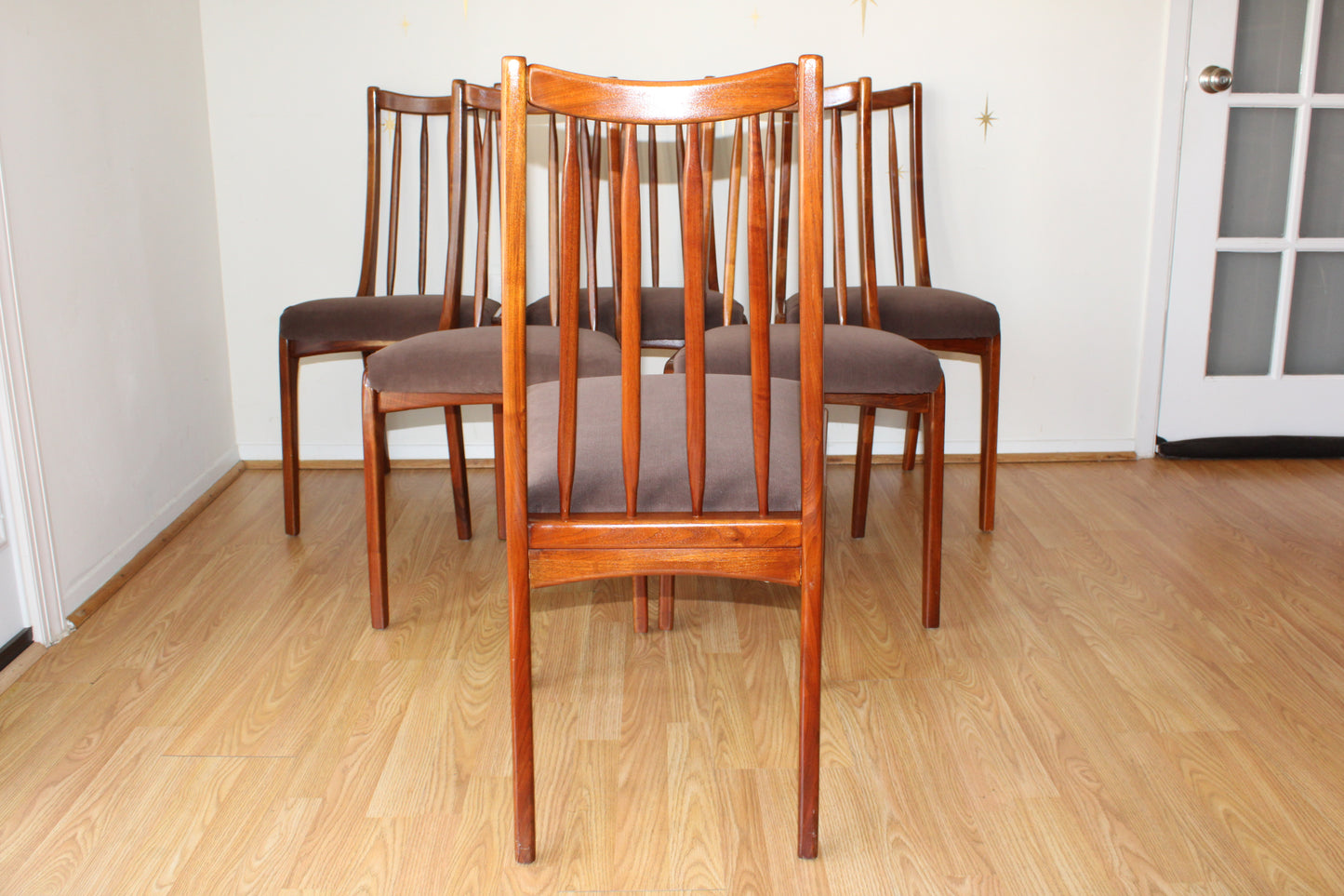 Set of 6 Vintage Teak Dining Chairs w/ New upholstery