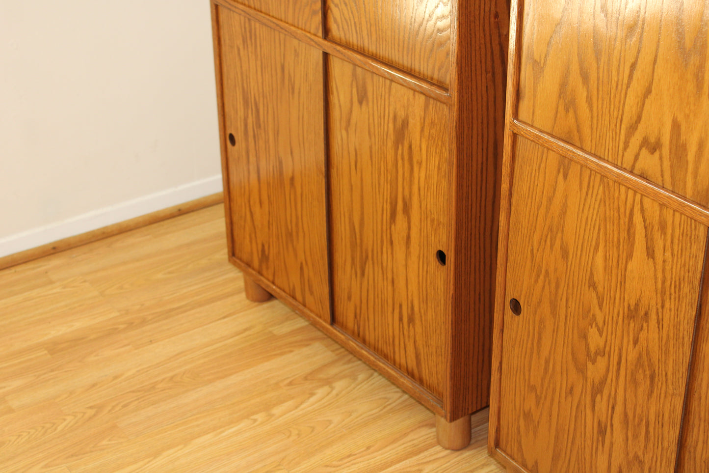 Pair of Modernist Solid Oak Cabinets