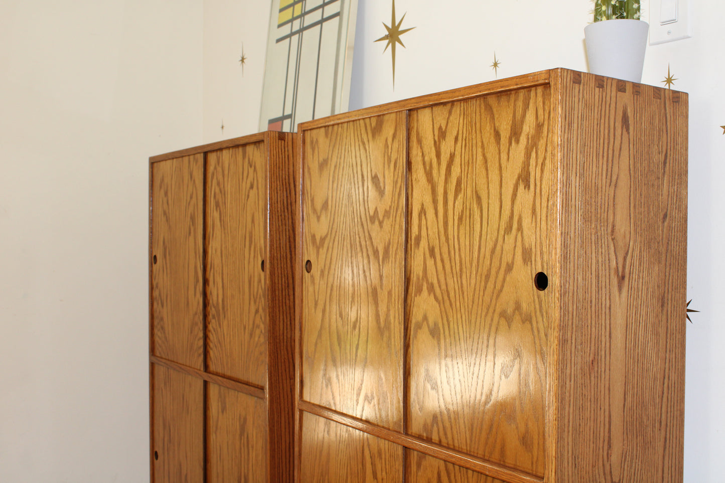 Pair of Modernist Solid Oak Cabinets