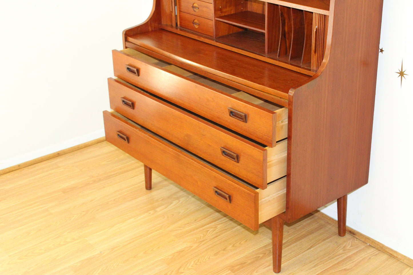 Danish Modern Teak Secretary Desk/Bookcase by Johannes Sorth