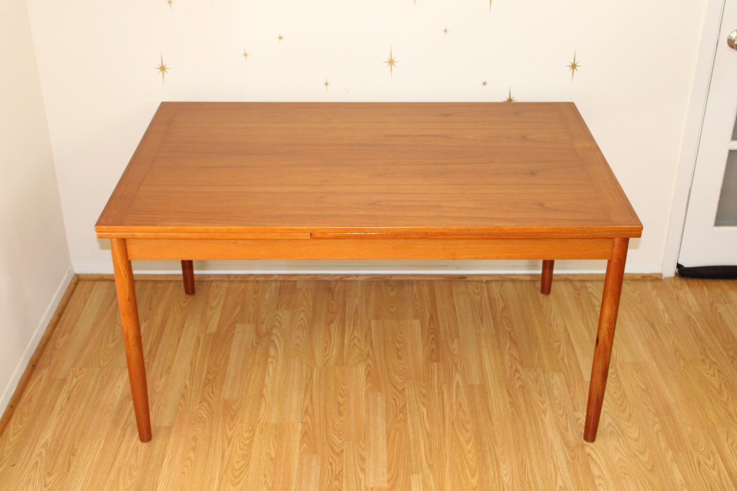 Danish Modern Teak Extending Dining Table w/ Leaves