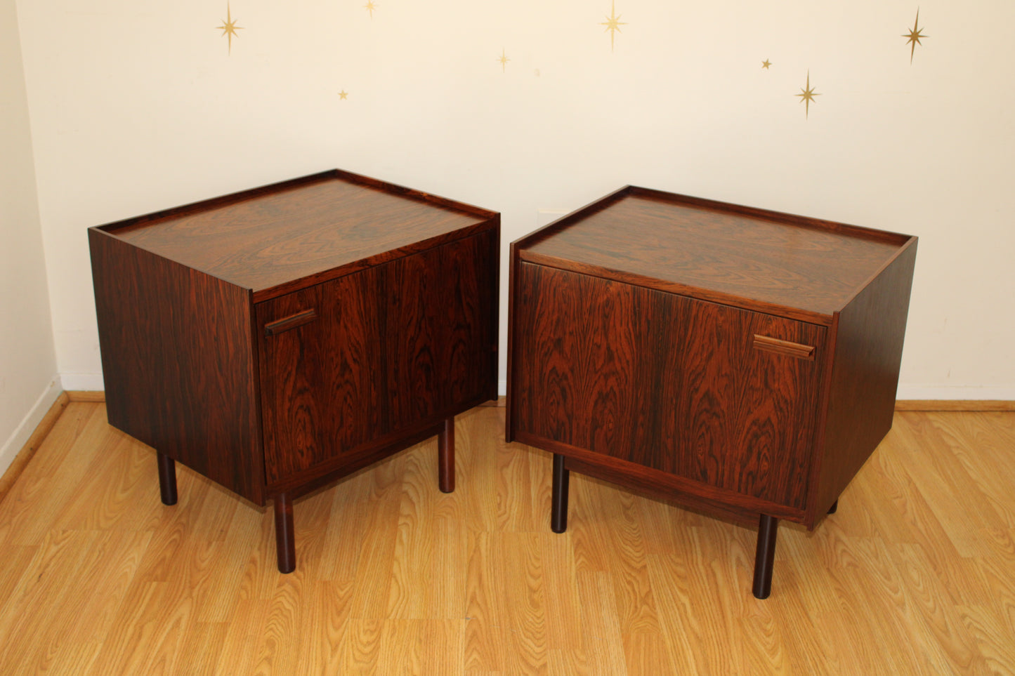 Pair-Danish Modern Luxurious Rosewood Nightstands