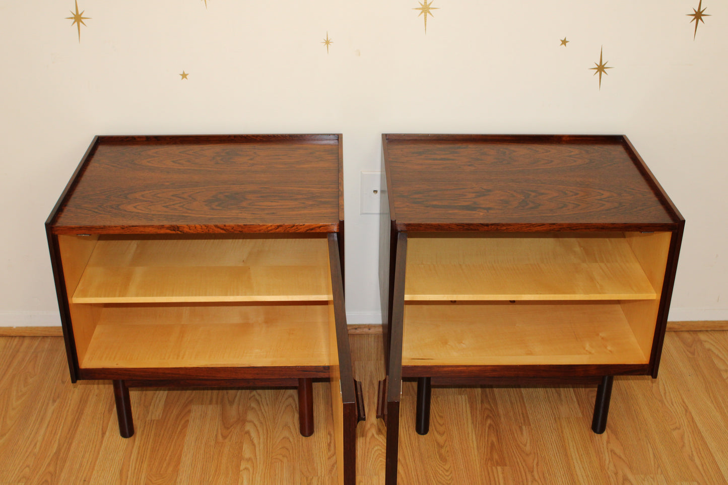 Pair-Danish Modern Luxurious Rosewood Nightstands