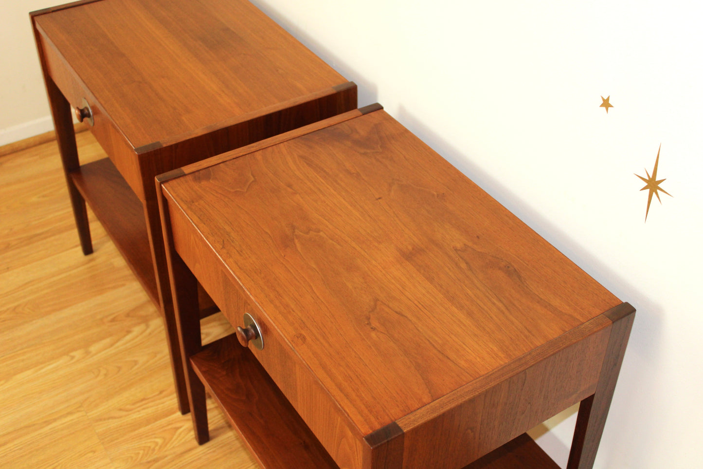 Pair of American Modernist Walnut Nightstands