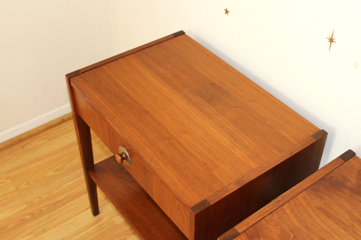 Pair of American Modernist Walnut Nightstands