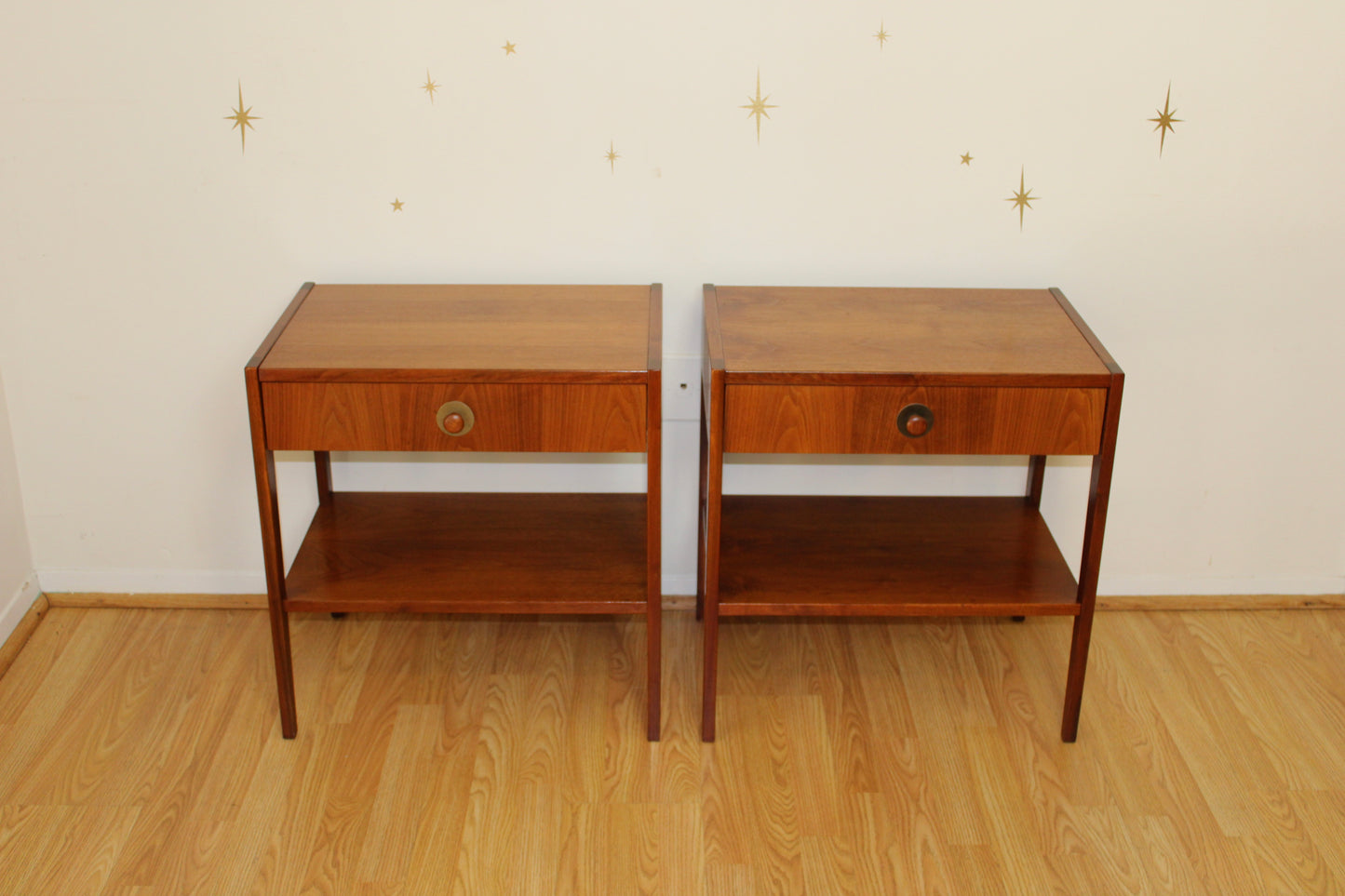 Pair of American Modernist Walnut Nightstands