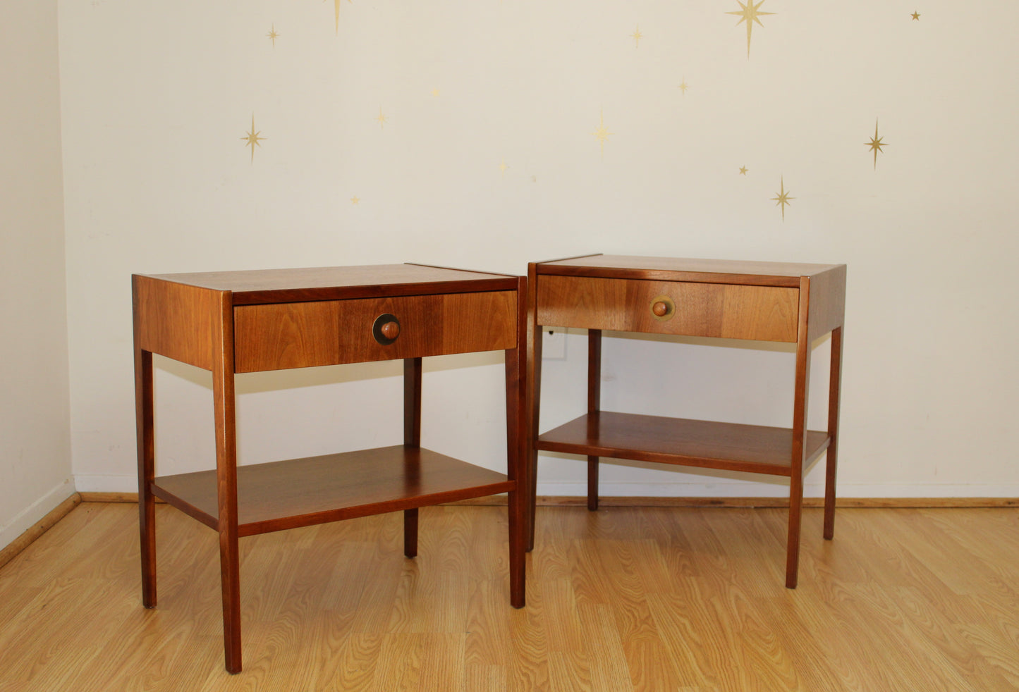 Pair of American Modernist Walnut Nightstands