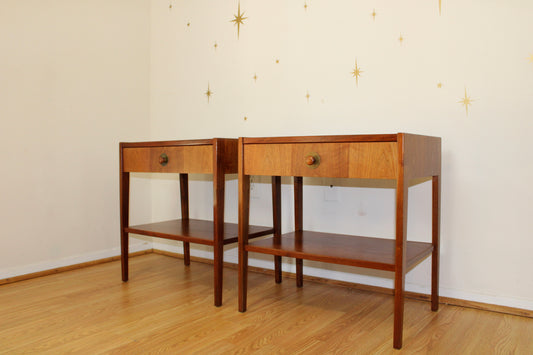 Pair of American Modernist Walnut Nightstands