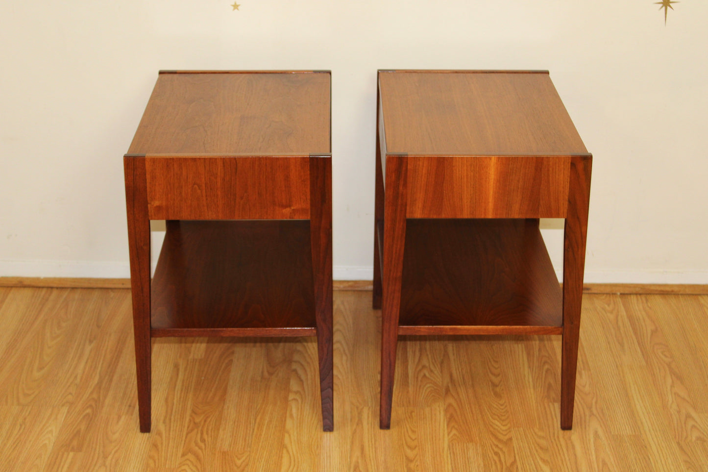 Pair of American Modernist Walnut Nightstands