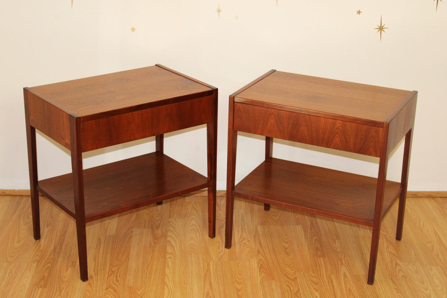 Pair of American Modernist Walnut Nightstands