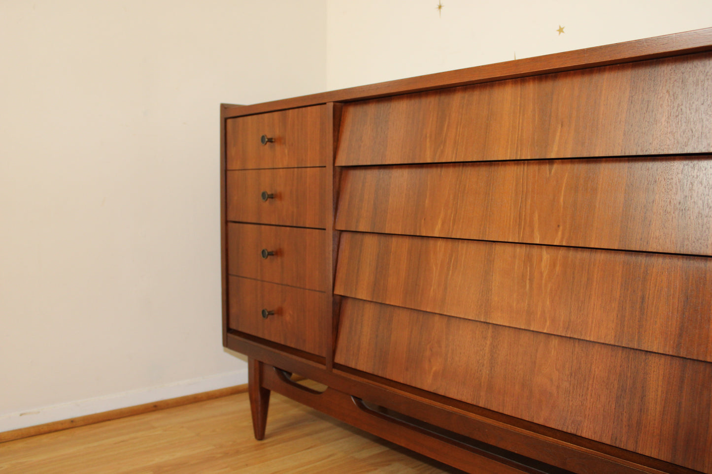 American Modernist 10 Drawer Triple Dresser