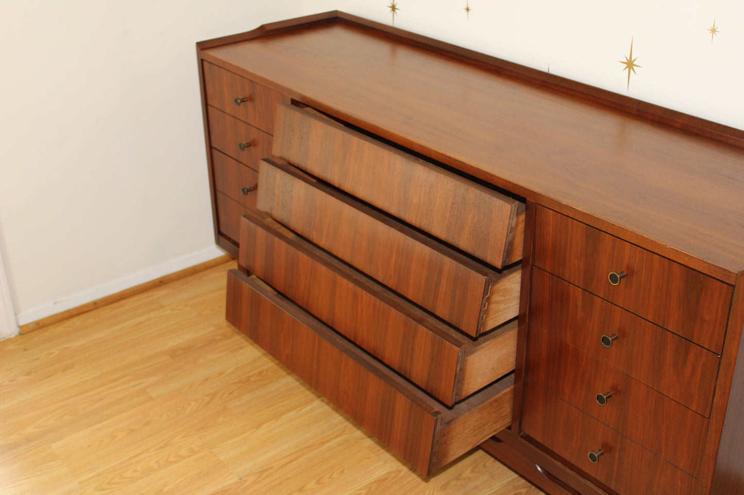 American Modernist 10 Drawer Triple Dresser