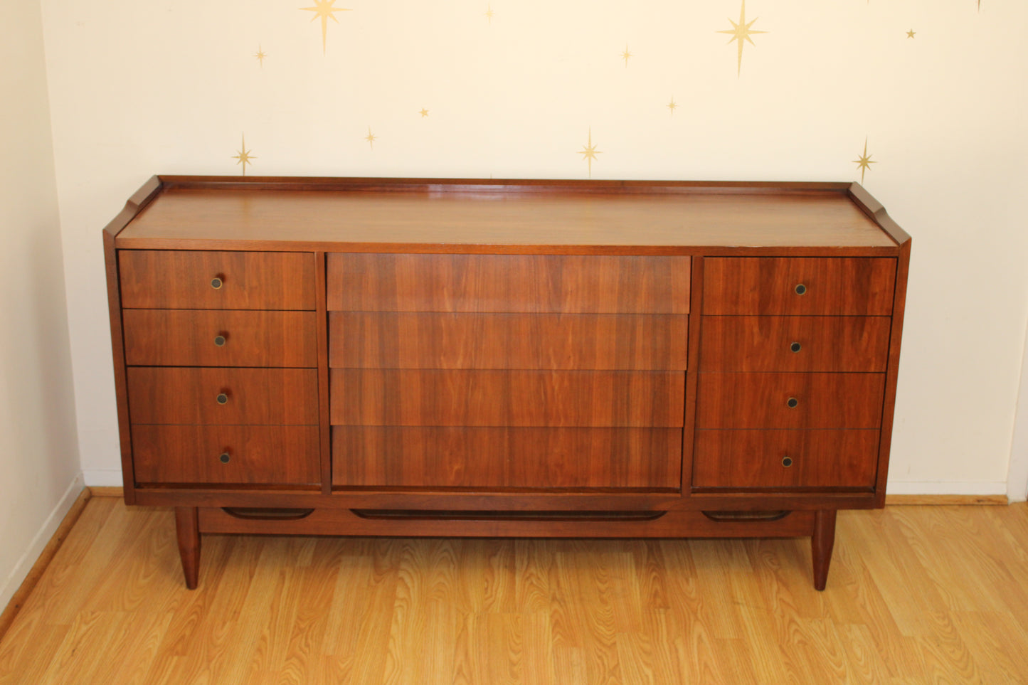 American Modernist 10 Drawer Triple Dresser