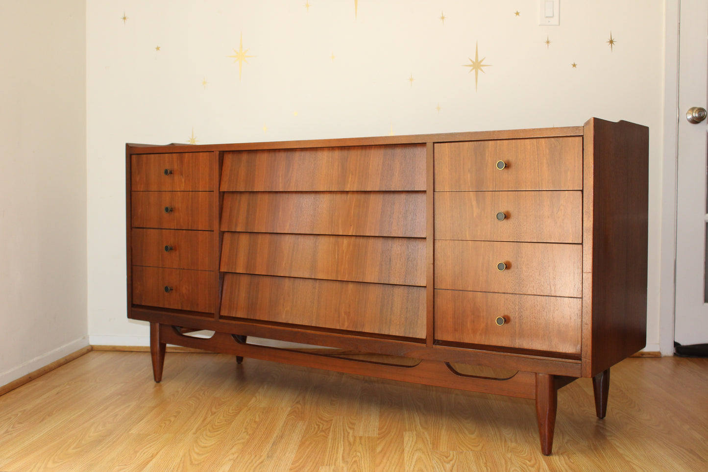 American Modernist 10 Drawer Triple Dresser