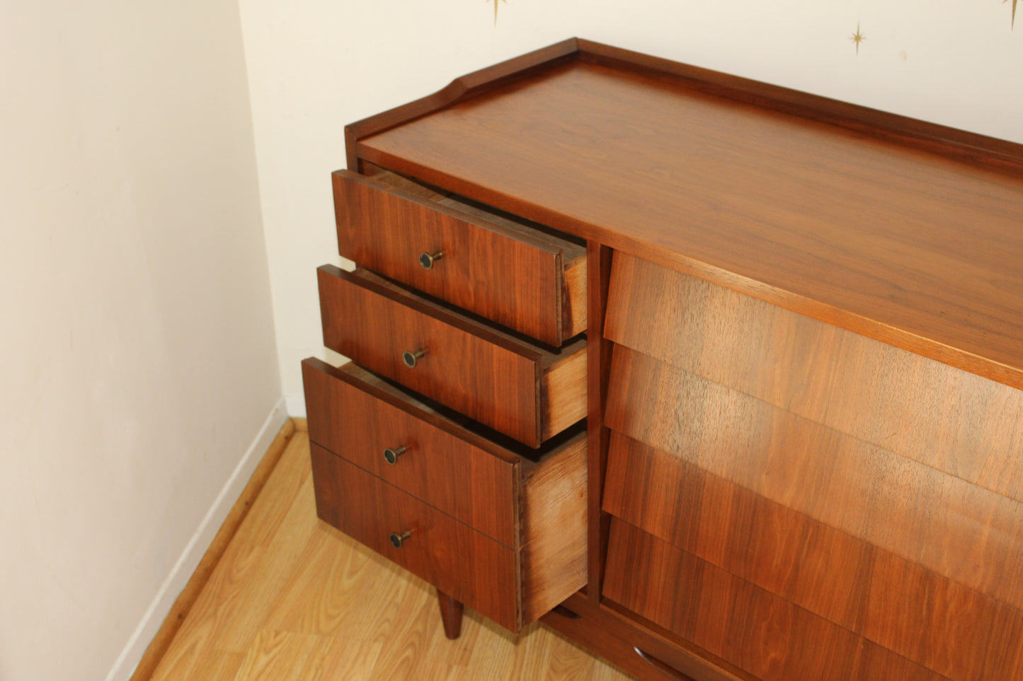 American Modernist 10 Drawer Triple Dresser