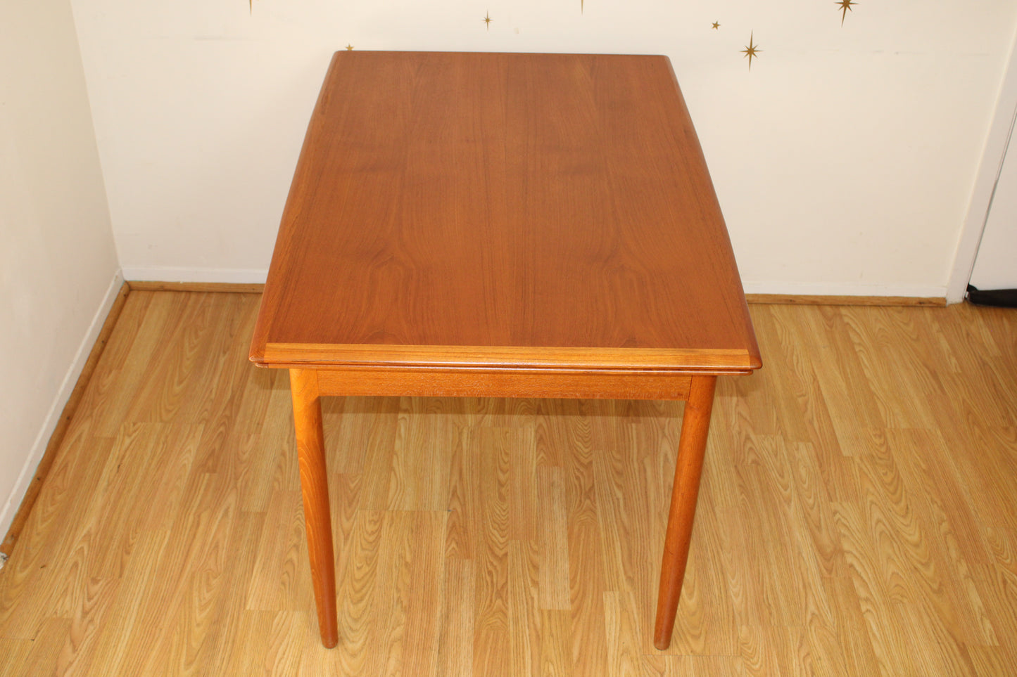 Danish Modern Teak Compact Dining Table w/ Leaves