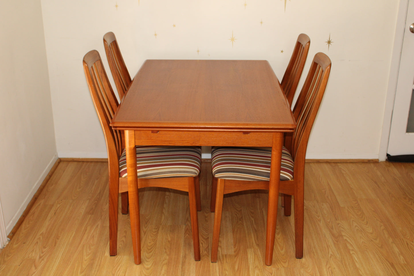 Danish Modern Teak Compact Dining Table w/ Leaves