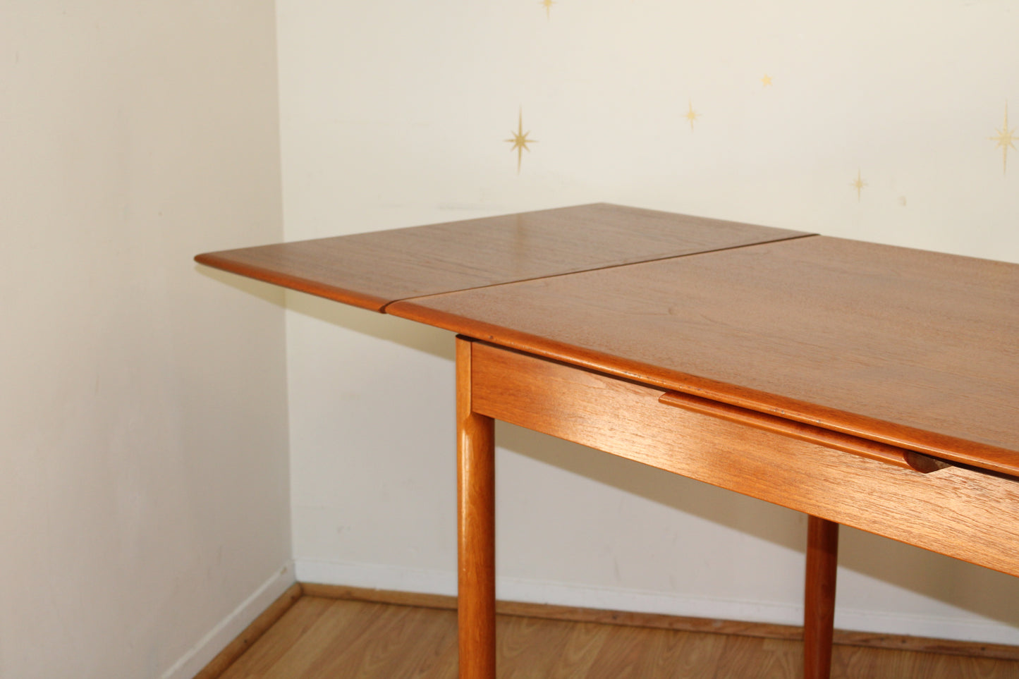 Danish Modern Teak Compact Dining Table w/ Leaves