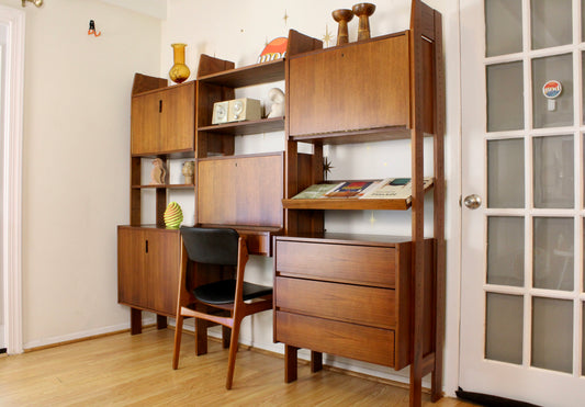 Mid-Century Modern 3-Bay Freestanding Wall Unit/Room Divider