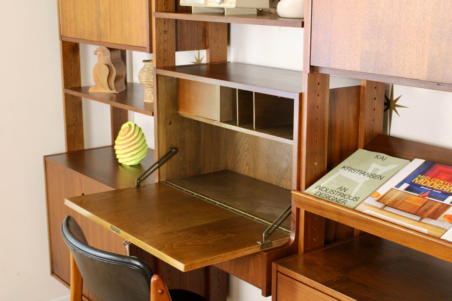 Mid-Century Modern 3-Bay Freestanding Wall Unit/Room Divider