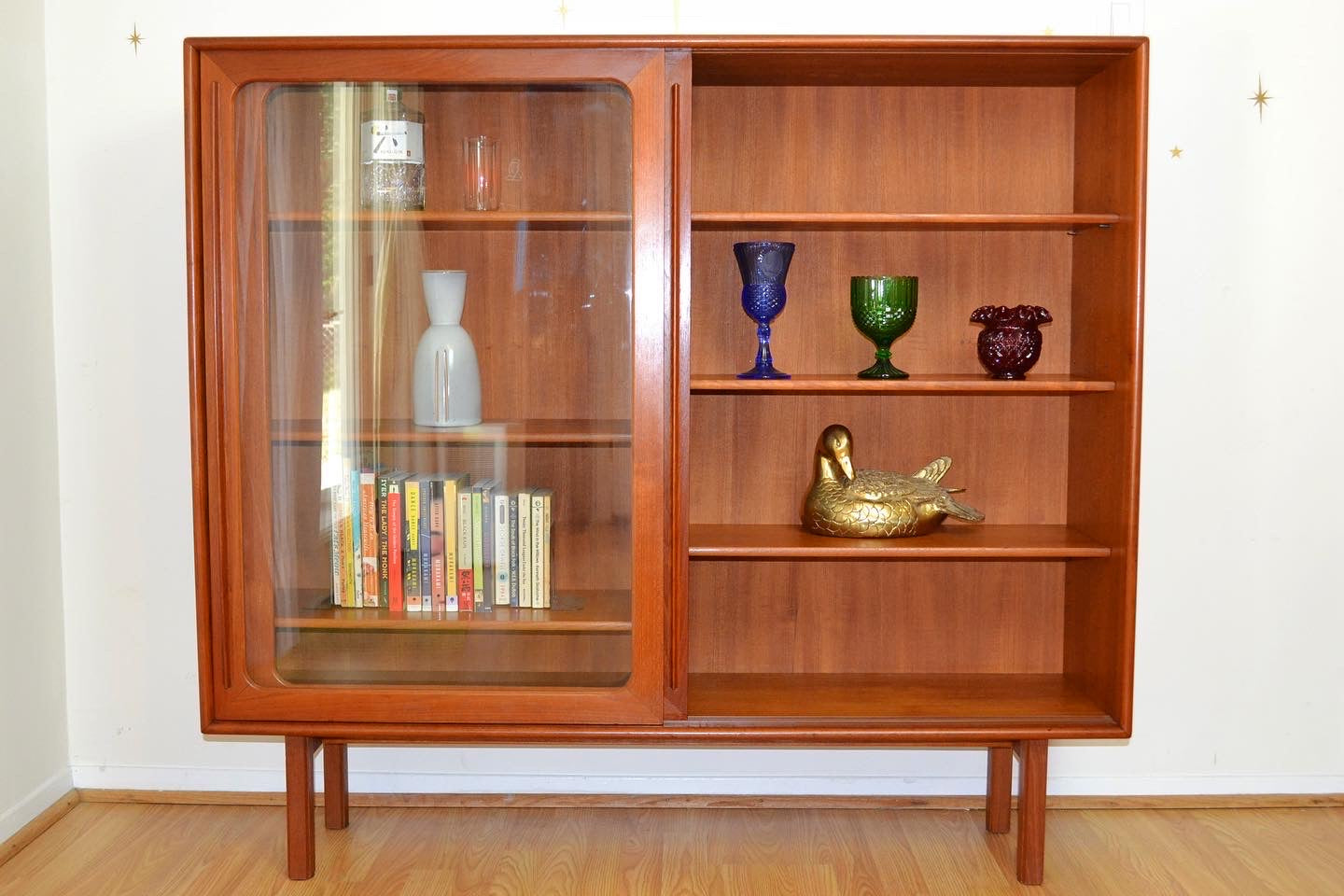 Danish Teak Glass Front Bookcase/Display Cabinet
