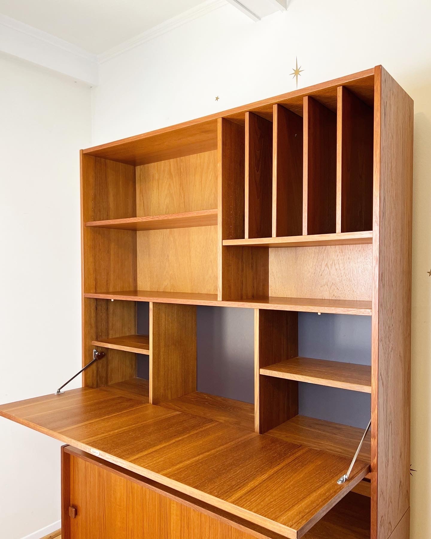 Danish Teak Bookcase/Secretary Desk By Domino Mobler