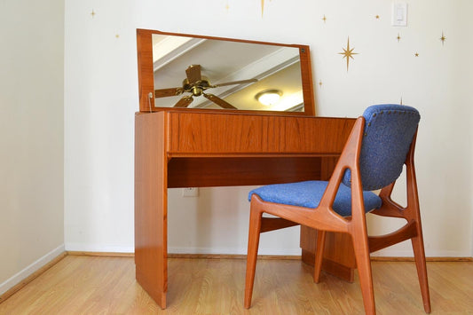 Danish Modern Teak Flip Top Vanity by Komfort