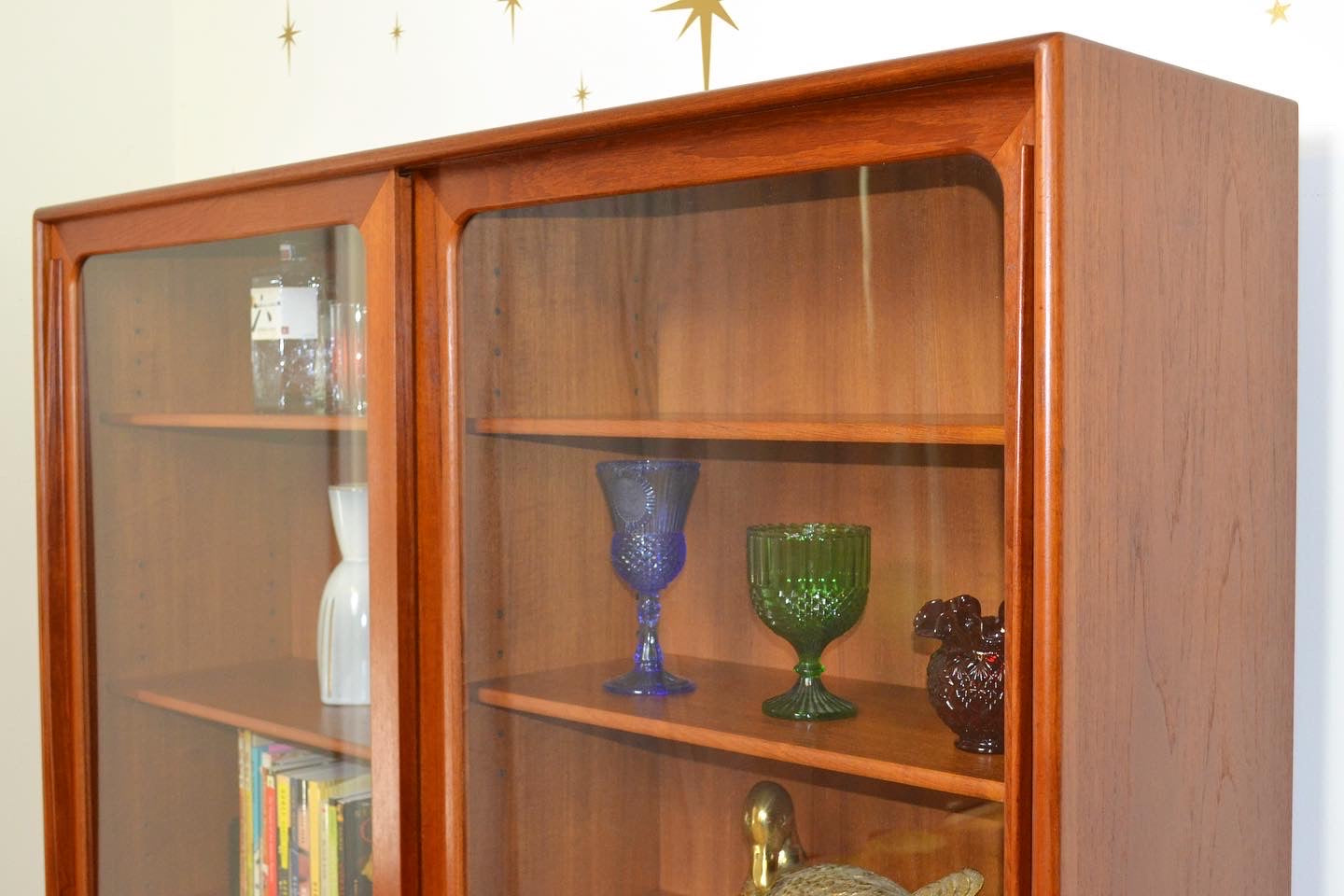 Danish Teak Glass Front Bookcase/Display Cabinet