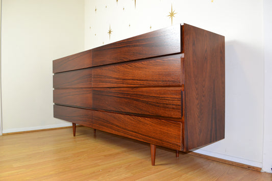 Danish Modern Rosewood 8-Drawer Long Dresser