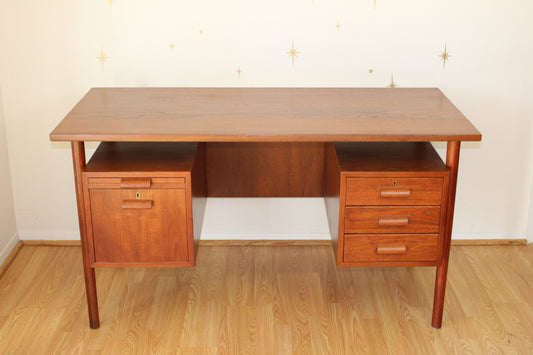 Vintage Teak Floating Top Executive Desk