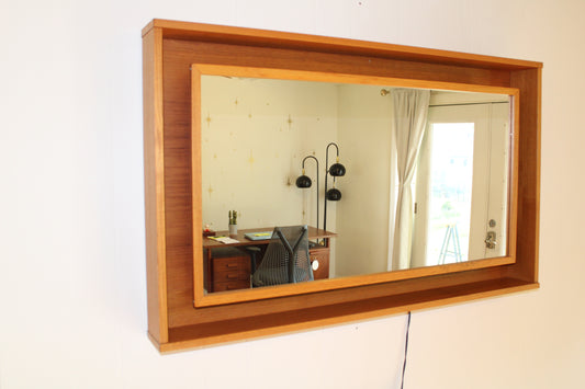 Pedersen & Hansen Teak Illuminated Wall Mirror