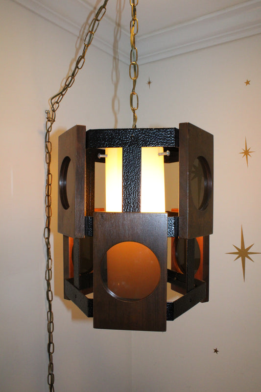 Mid Century Smoked Lucite Swag Light